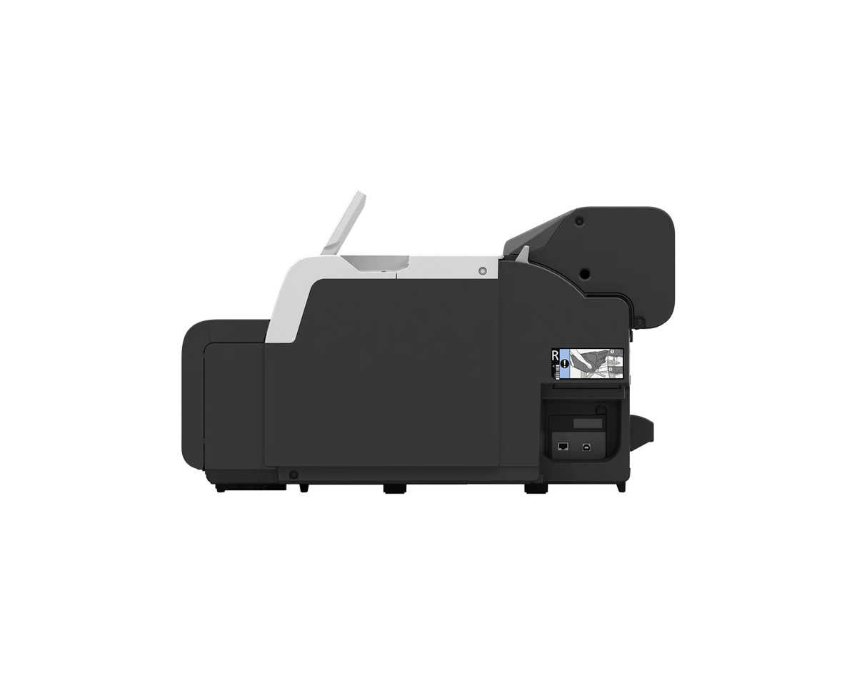 Right side of the Canon imagePROGRAF TM-500 printer showing Ethernet and USB ports