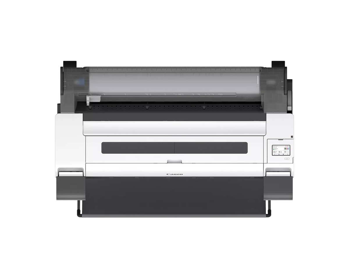 Top view of the Canon imagePROGRAF TM-600 36-inch printer showing the roll paper unit and control panel