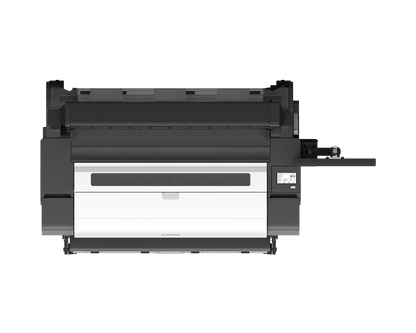 Top view of the Canon imagePROGRAF TX-1300 MFP Z36 showing the Z36 scanner, roll paper unit and touchscreen mount