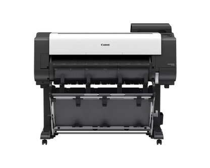 Canon imagePROGRAF TX-3300 36-inch large format technical documents printer on stand with output basket, front view