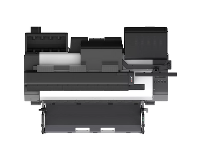 Top view of the Canon imagePROGRAF TX-3310 MFP Z36 showing the Z36 scanner, control panel, ink compartment and output basket