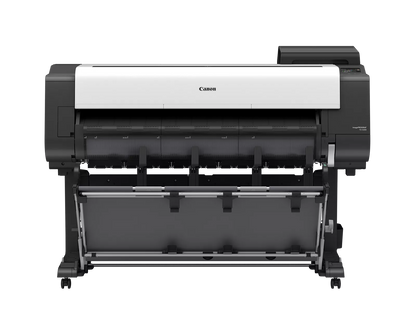 Canon imagePROGRAF TX-4300 44-inch large format technical documents printer on stand with output basket, front view
