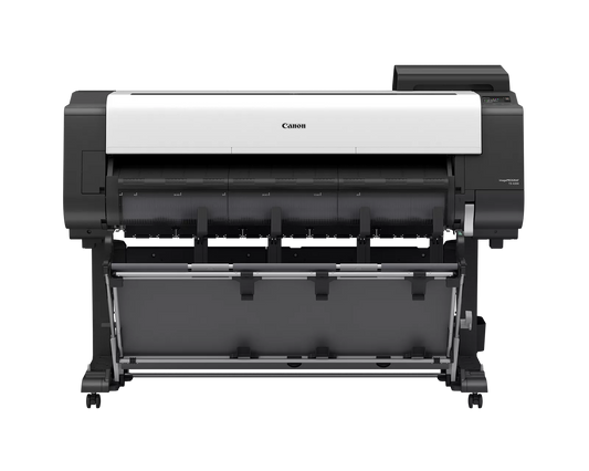 Canon imagePROGRAF TX-4300 44-inch large format technical documents printer on stand with output basket, front view