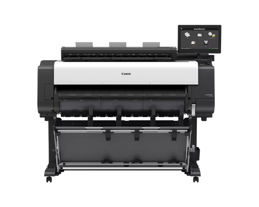 Canon imagePROGRAF TX-4310 MFP Z36 44-inch large format multifunction printer with Z36 scanner, SmartWorks touchscreen, stand and output basket, front view