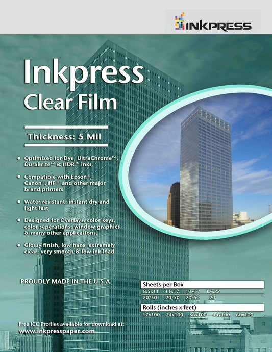 Inkpress Clear Film 5 Mil 60" x 100'