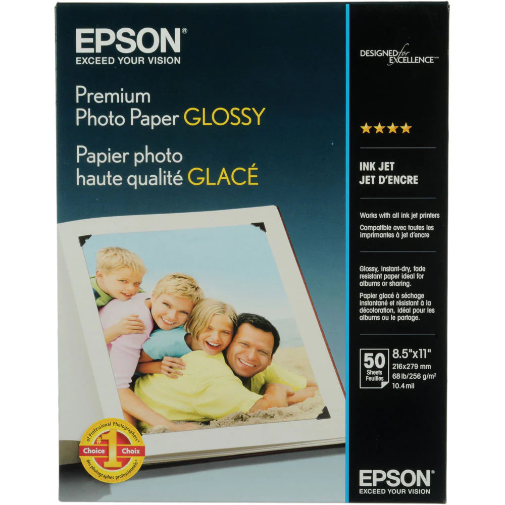 Epson Premium Glossy Photo - 8.5" x 11" 50 Sheets (S041667)