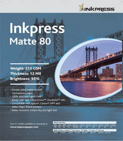 Inkpress Duo Matte 80 Double Sided - 11" x 17" 100 Sheets (PP801117100)