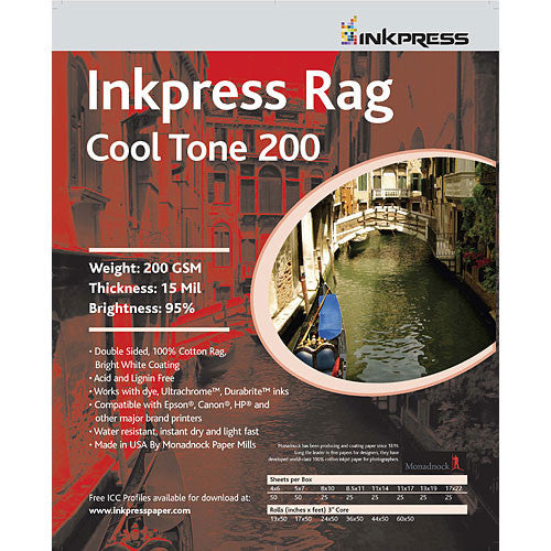 Inkpress Rag Cool Tone 200 13" x 19" x25 sheets