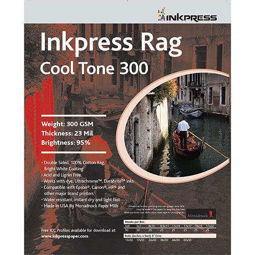 Inkpress Rag Cool Tone 300 gsm 13" x 19" x25 sheets