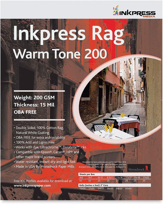 Inkpress Rag Warm Tone 200 13" x 19" x25 sheets