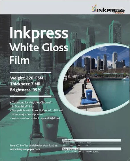 Inkpress White Gloss Film 44" x 50'